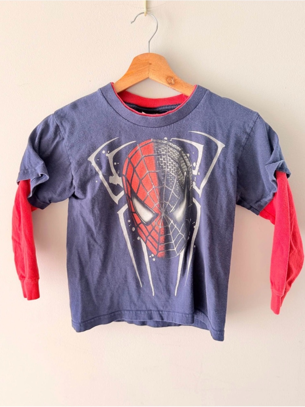 ✨VINTAGE✨ Spider-Man Kids Layered Long Sleeve Shirt Size XS 4/5